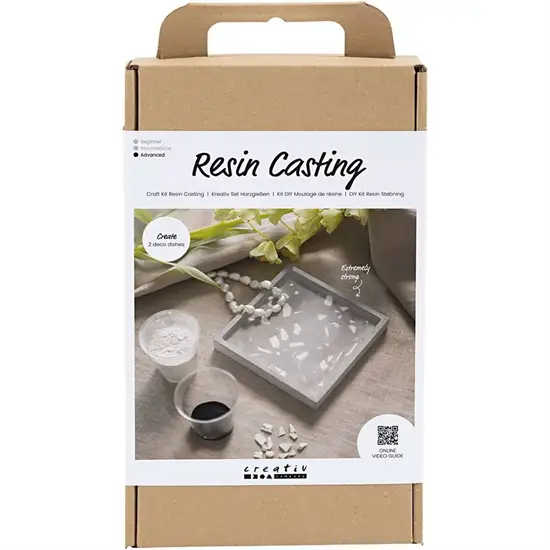 Creativ Company - DIY Kit Resin Støbning, sort, hvid, Firkantet bakke med terrazzo, 1 pk.