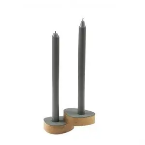 LindDNA lysestage - Curve candle holder nupo pastel green/oak (sæt af 2 stk.)