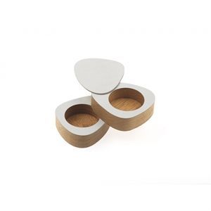 Image of LindDNA saltkar - Curve salt & pepper oak wood/nupo metallic (sæt med 2 stk)