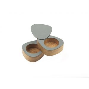 Image of LindDNA saltkar - Curve salt & pepper oak wood/nupo pastel green (sæt med 2 stk)