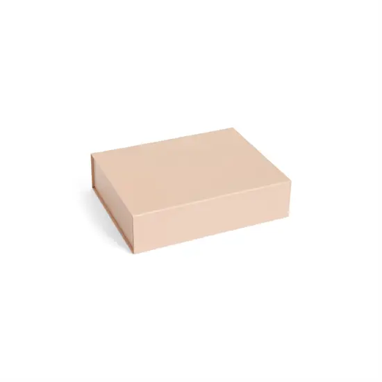 Lille, blød pink rektangulær opbevaringskasse fra Hay, enkel og stilfuld design.