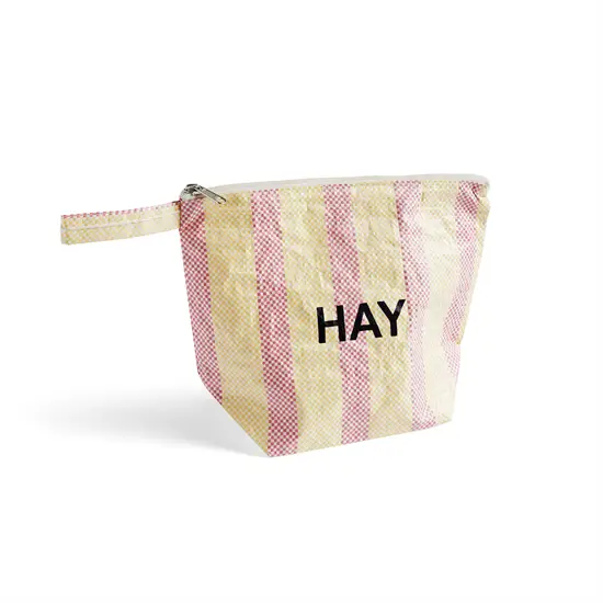 HAY - Toilettaske - Candy Stripe Wash Bag - Rød/Gul 22x30 cm