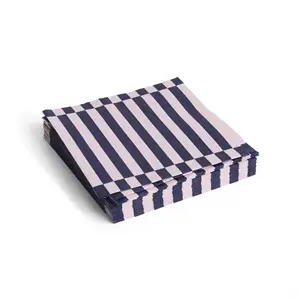 Hay - Servietter - Dinner - 20 stk. 40x40 cm - Lys pink/Mørk blå Striber