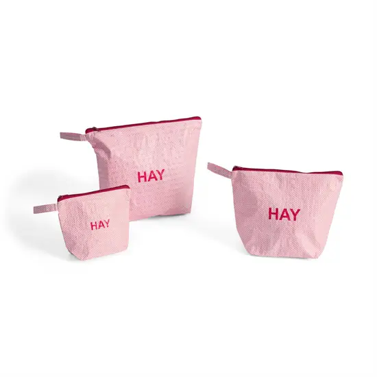 HAY - Toilettaske - Candy Mono Wash Bag - Sæt 3 stk. - Lys Pink