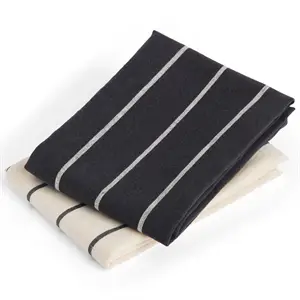 Hay - Outdoor Market Tea Towel-Set of 2-Black with beige stripe