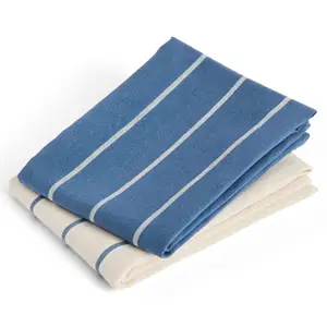 Hay - Outdoor Market Tea Towel-Set of 2-Blue with beige stripe