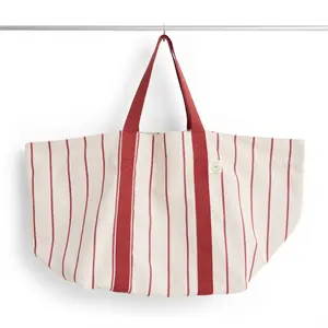 Hay - Outdoor Market Picnic Bag-Medium-Beige with red stripe