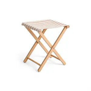 Hay - Outdoor Market Folding Stool-Beige with red stripe