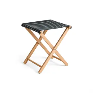 Hay - Outdoor Market Folding Stool-Black with beige stripe