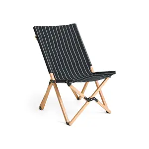Hay - Outdoor Market Folding Chair-Black with beige stripe