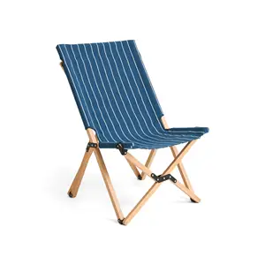 Hay - Outdoor Market Folding Chair-Blue with beige stripe