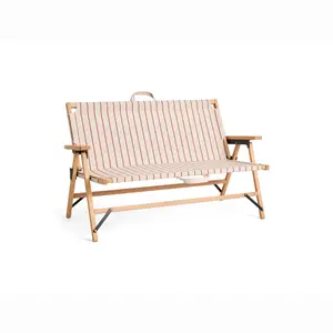 Hay - Outdoor Market Folding Sofa-Beige with red stripe