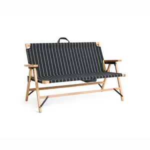Hay - Outdoor Market Folding Sofa-Black with beige stripe