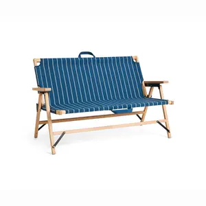 Hay - Outdoor Market Folding Sofa-Blue with beige stripe