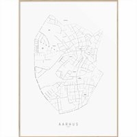 Enklamide - Typemap - Aarhus  III - hvid - 50x70 cm