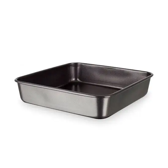 Kvadratisk bradepande i sort med non-stick belægning og let afrundede hjørner, 24,5 x 24,5 cm.