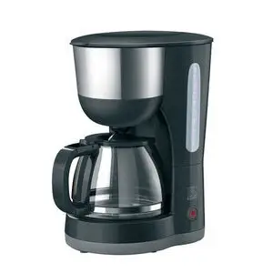 Sort/stål kaffemaskine med glaskande og vandindikator, kapacitet 1,25 liter.