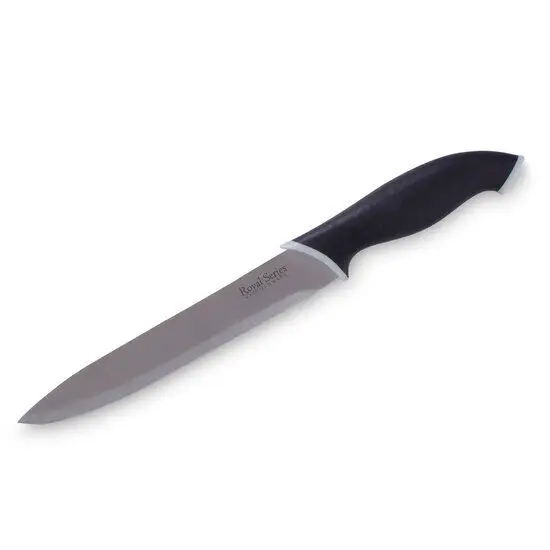 Elegant forskærerkniv med sølvblad og sort ergonomisk håndtag, del af Royal Series.