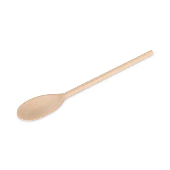 Træslev med langt, glat skaft og afrundet skehoved lavet af lyst bøgetræ. Længde: 33 cm.