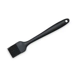 Sort bagepensel i silikone med langt håndtag og børstehår, designet til bagning.