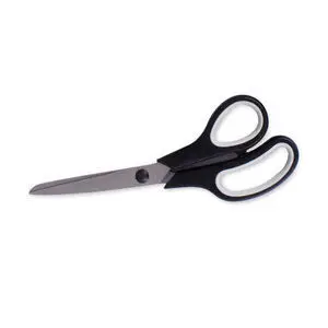 Saks med sorte håndtag og skinnende metalklinger, 21 cm lange, fra Royal Series.