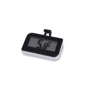 Digitalt termometer med display på 5.8°C, sort ramme og klemme til fastgørelse.