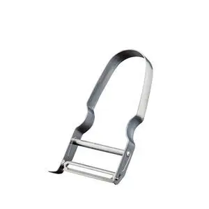 U-formet grøntsagsskræller med ergonomisk greb og skarpt blad til effektiv skrælning.