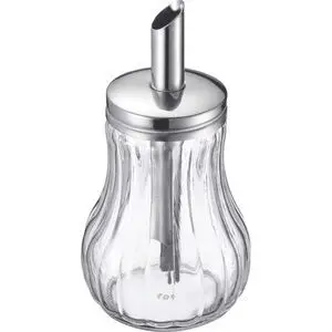 Sukkerdispenser med klart, ribbet design og metalspids. Kapacitet: 250 ml. Model "Berlin".
