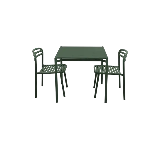 Cane-Line - Bliss spisebord inkl. 2 stole  Dark green, aluminium, 113x81 cm