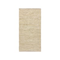 Rug Solid - Tæppe m. læder, beige - 75x400 cm