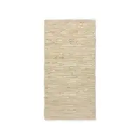 Rug Solid - Tæppe m. læder, beige - 75x300 cm