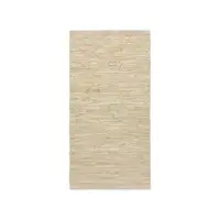 Rug Solid - Tæppe m. læder, beige - 65x135 cm