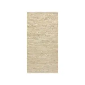 Rug Solid - Tæppe m. læder, beige - 65x135 cm