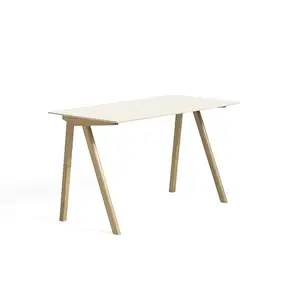 Hay bord - CPH90 - linoleum skrivebord i cremet hvid med lakeret ben i eg (top i off white linoleum) - CPH 90