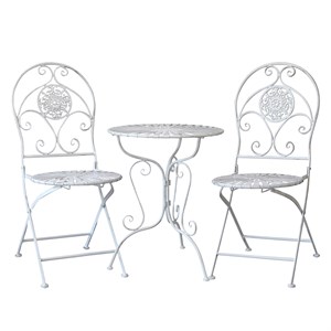Chic Antique - Cafésæt med bord og 2 stole - Antique creme