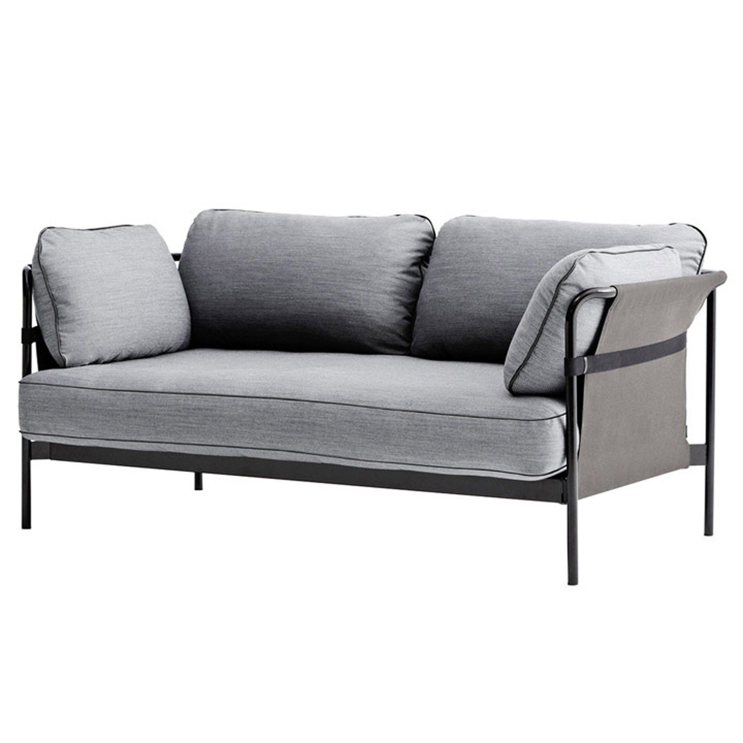 HAY CAN 2 pers. Sofa Black Frame/Grey Canvas Fri Fragt