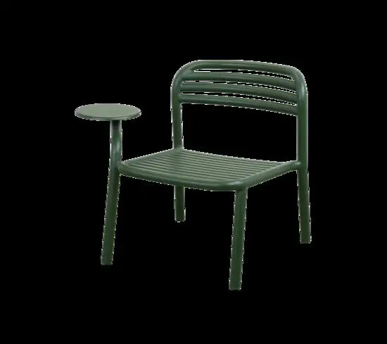 Cane-Line - Bliss loungestol m/sidebord højre  Dark green, aluminium
