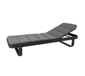 Solseng med grå hynde, justerbar ryglæn, lava grå aluminiumsramme.