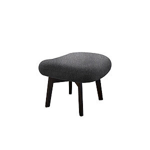 Fodskammel med mørkegrå top, fire træben og afrundet design fra Cane-Line Ambience.