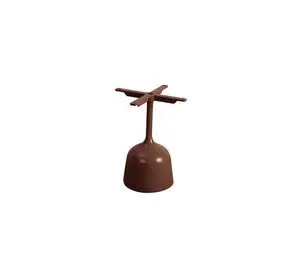 Rød bordbase i minimalistisk design med central søjle og krydsformet top.