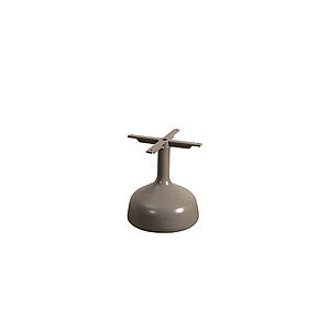 Rundt, taupe sofabordstel i aluminium med blank finish og topstruktur til bordplade.
