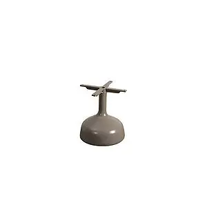 Rundt, taupe sofabordstel i aluminium med blank finish og topstruktur til bordplade.