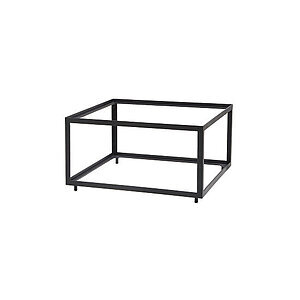 Kvadratisk sofabordunderstel i mørkt aluminium med åben, geometrisk ramme.