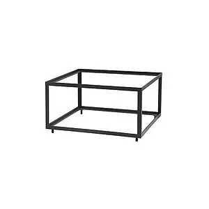 Kvadratisk sofabordunderstel i mørkt aluminium med åben, geometrisk ramme.