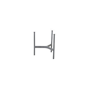 Lille bordstel i lys grå med fire lodrette ben og krydsstøtter, minimalistisk design.