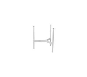 Hvidt sofabordunderstel med fire ben og krydsstænger, minimalistisk design, til lille bord.