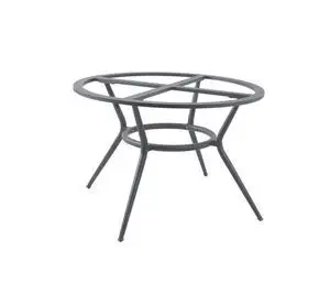 Rundt bordstel i lys grå, minimalistisk design med krydsstøtte og fire tilspidsede ben.