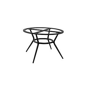 Rundt bordunderstel i minimalistisk design med fire koniske ben, lavet af lavagråt aluminium.