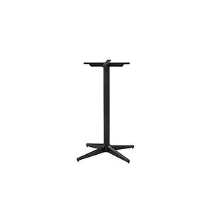 Mørk bordunderstel i aluminium med central søjle og fire ben for stabilitet.