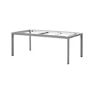 Rektangulært bordstel i lysegrå aluminium med fire lige ben i hver hjørne.